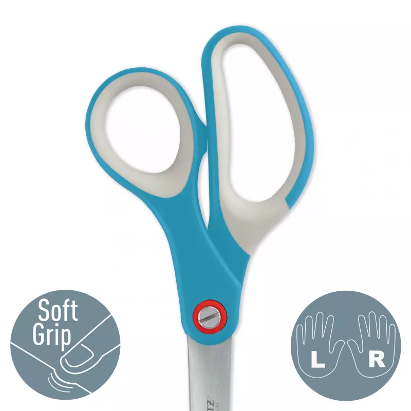 Leitz Cosy Titanium Office Scissors 205 mm, Adult, Straight cut, Single, Blue, Stainless steel, Office scissors