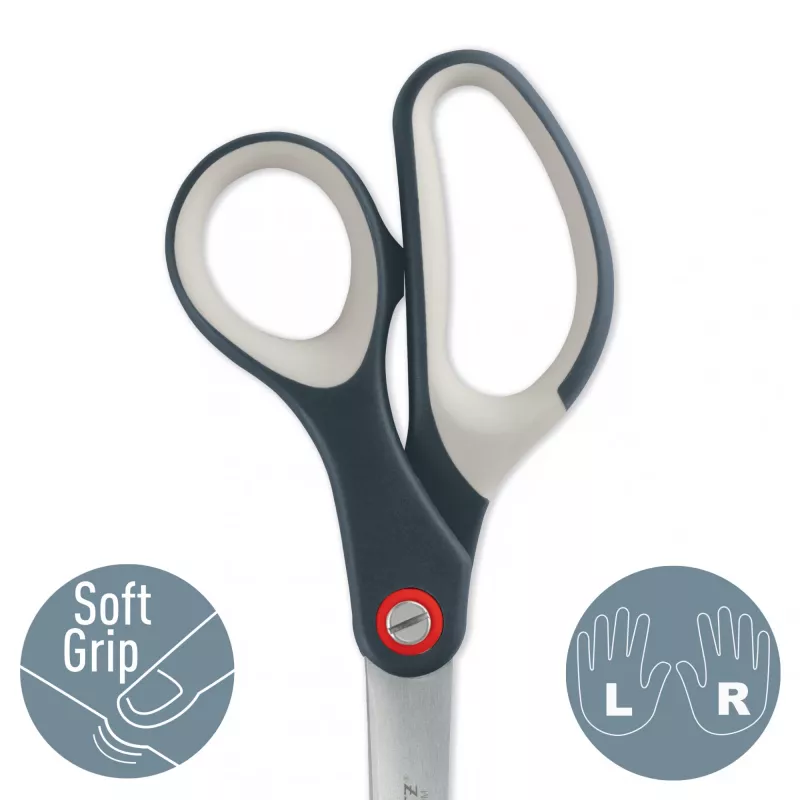 Leitz Cosy Titanium Office Scissors 205 mm, Adult, Straight cut, Single, Grey, Stainless steel, Office scissors