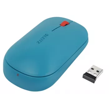 Leitz Cosy Wireless Mouse, Ambidextrous, RF Wireless + Bluetooth, 4000 DPI, Blue