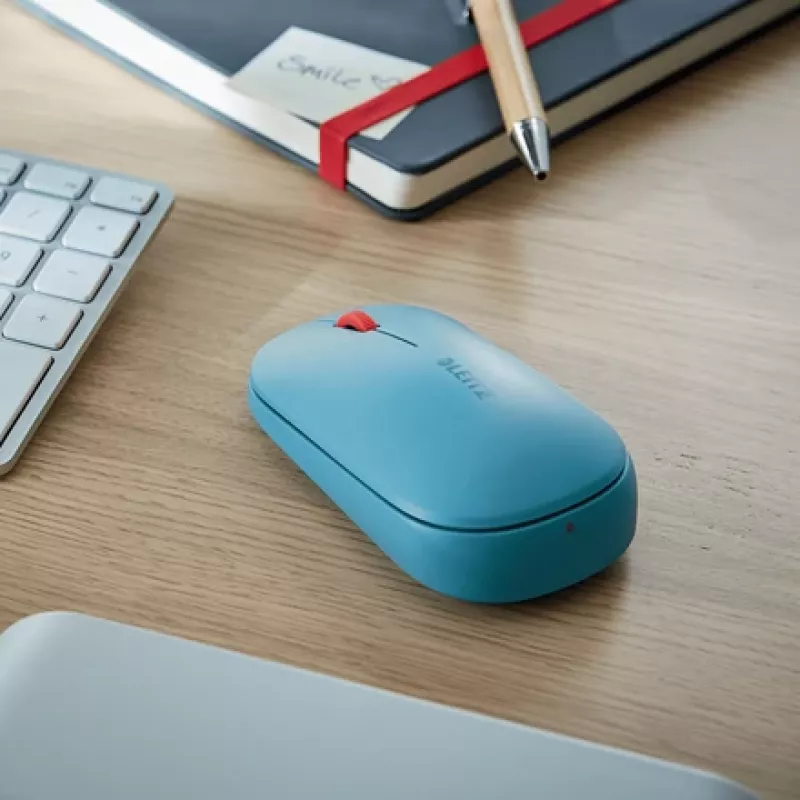 Leitz Cosy Wireless Mouse, Ambidextrous, RF Wireless + Bluetooth, 4000 DPI, Blue