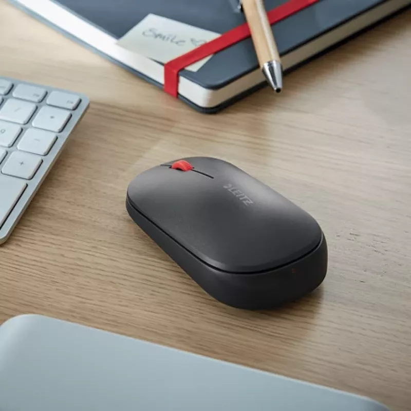 Leitz Cosy Wireless Mouse, Ambidextrous, RF Wireless + Bluetooth, 4000 DPI, Grey