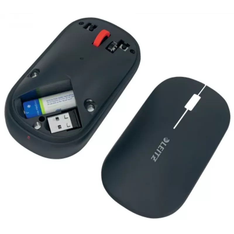 Leitz Cosy Wireless Mouse, Ambidextrous, RF Wireless + Bluetooth, 4000 DPI, Grey