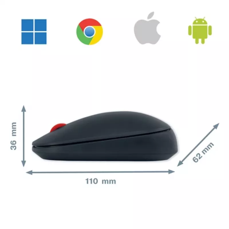 Leitz Cosy Wireless Mouse, Ambidextrous, RF Wireless + Bluetooth, 4000 DPI, Grey