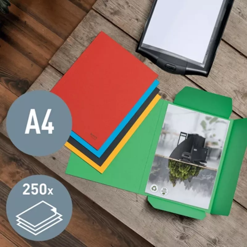 Leitz Recycle Card 3-Flap Folder, Conventional file folder, A4, Carton, Red, 250 sheets, 80 g/m²