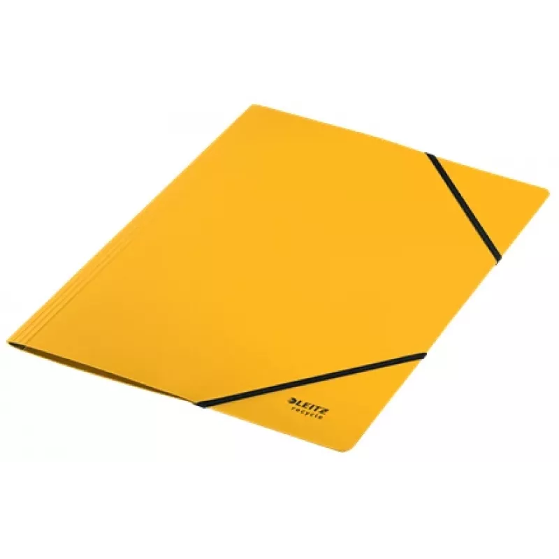 Leitz Recycle Card Folder with elastic bands, Conventional file folder, A4, Carton, Yellow, Landscape/Portrait, 250 sheets