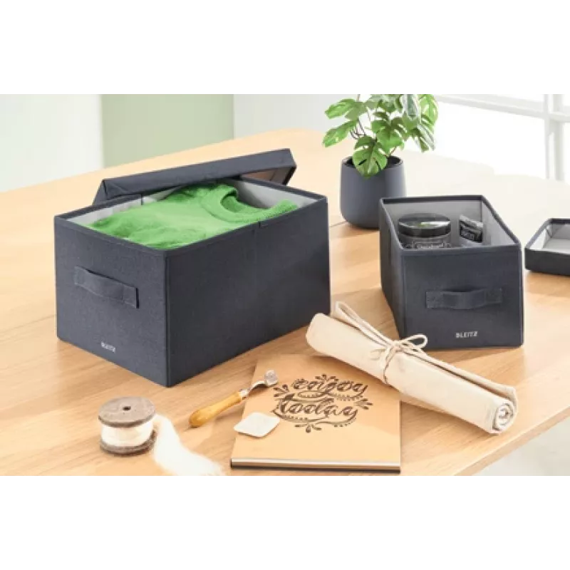 Leitz Fabric Storage Box with lid medium, pack of 2, Storage box, Blue, Rectangular, Fabric, Monochromatic, Fabric
