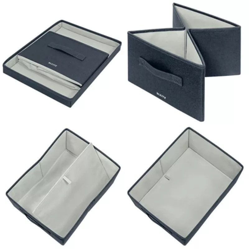 Leitz Fabric Storage Box with lid medium, pack of 2, Storage box, Blue, Rectangular, Fabric, Monochromatic, Fabric