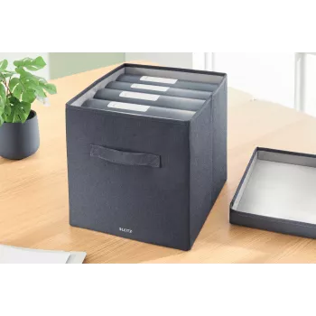 Leitz Fabric Storage Box with lid large, pack of 2, Grey, Fabric, 330 mm, 380 mm, 325 mm, 1.24 kg