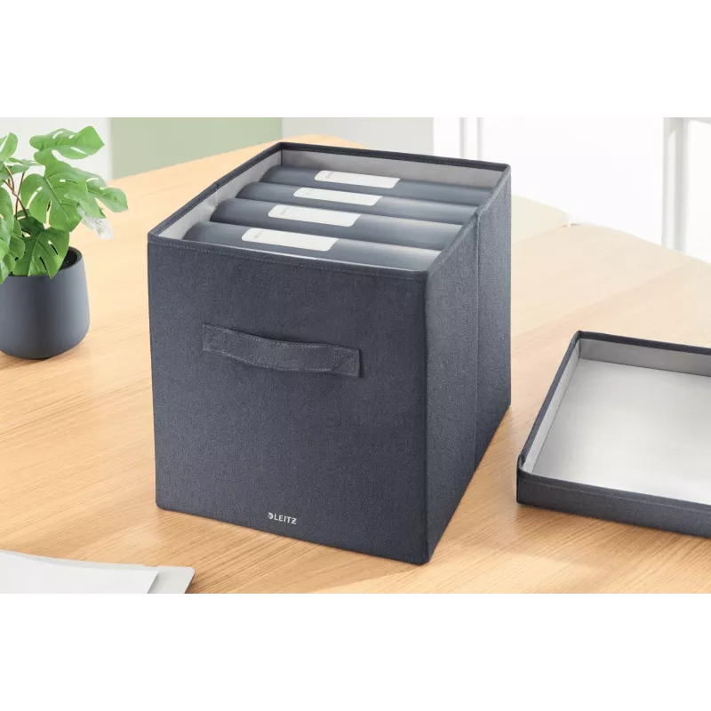 Leitz Fabric Storage Box with lid large, pack of 2, Grey, Fabric, 330 mm, 380 mm, 325 mm, 1.24 kg
