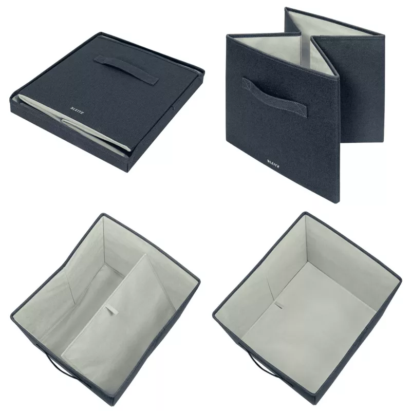 Leitz Fabric Storage Box with lid large, pack of 2, Grey, Fabric, 330 mm, 380 mm, 325 mm, 1.24 kg