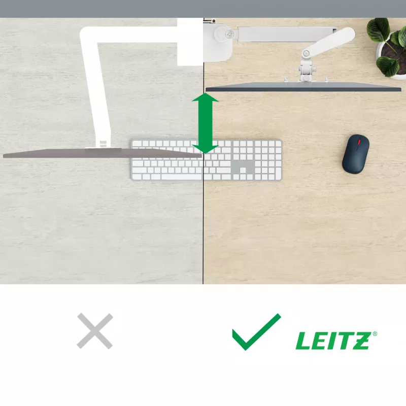 Leitz Ergo Space Saving Single Monitor Arm, Clamp/Grommet, 9 kg, 43.2 cm (17 inch), 81.3 cm (32 inch), 100 x 100 mm, Grey