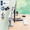 Leitz Ergo Space Saving Dual Monitor Arm, Clamp/Grommet, 18 kg, 43.2 cm (17 inch), 81.3 cm (32 inch), 100 x 100 mm, Grey