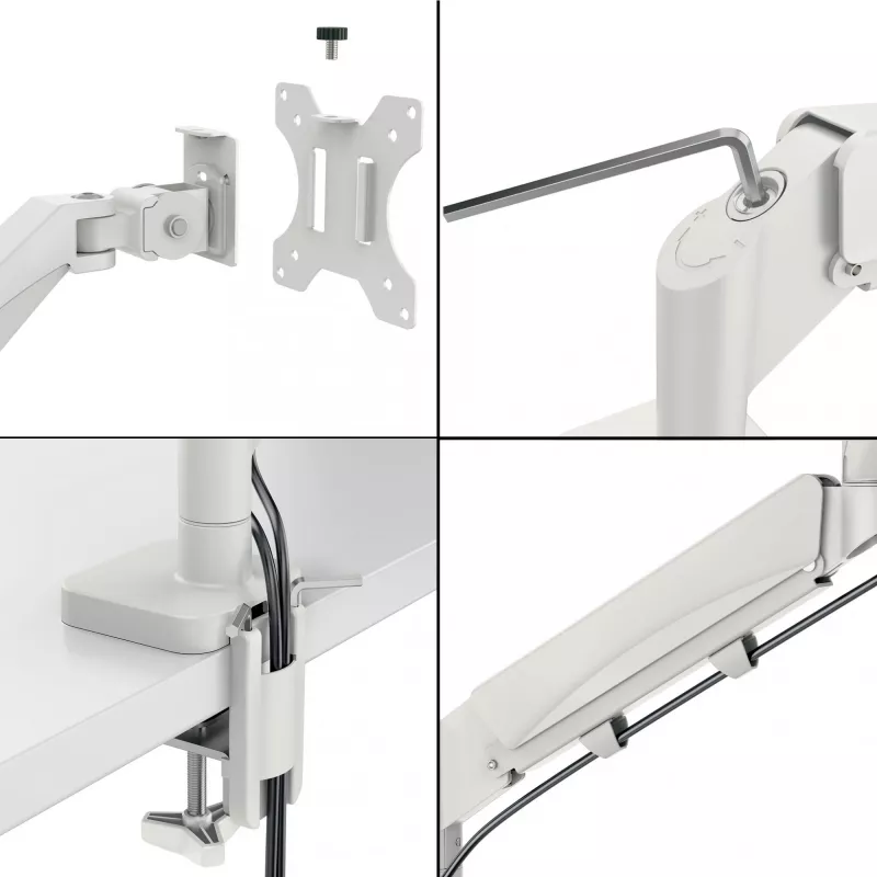 Leitz Ergo Space Saving Dual Monitor Arm, Clamp/Grommet, 18 kg, 43.2 cm (17 inch), 81.3 cm (32 inch), 100 x 100 mm, Grey