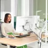 Leitz Ergo Space Saving Dual Monitor Arm, Clamp/Grommet, 18 kg, 43.2 cm (17 inch), 81.3 cm (32 inch), 100 x 100 mm, Grey