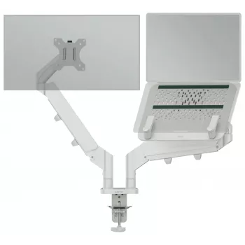 Leitz Ergo Space Saving Dual Monitor & Laptop Arm, Clamp/Grommet, 9 kg, 33 cm (13 inch), 81.3 cm (32 inch), 100 x 100 mm, Grey