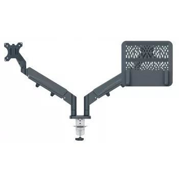 Leitz Ergo Space Saving Dual Monitor & Laptop Arm, Clamp/Grommet, 18 kg, 43.2 cm (17 inch), 81.3 cm (32 inch), 100 x 100 mm, Dark Grey