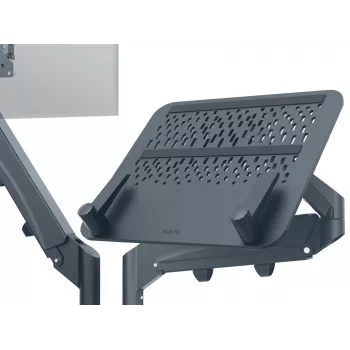 Leitz Ergo Space Saving Dual Monitor & Laptop Arm, Clamp/Grommet, 18 kg, 43.2 cm (17 inch), 81.3 cm (32 inch), 100 x 100 mm, Dark Grey