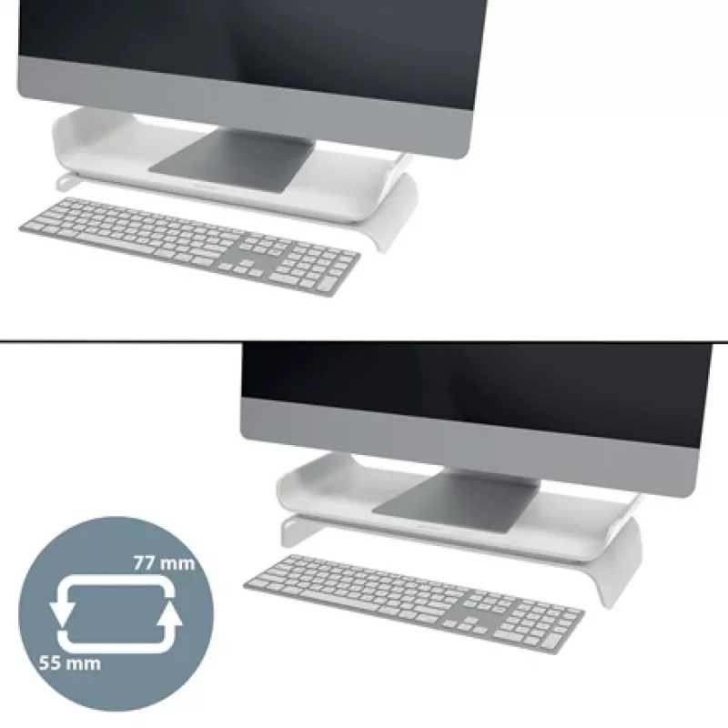 Leitz Ergo Adjustable Monitor Stand, Freestanding, 68.6 cm (27 inch), Height adjustment, Grey