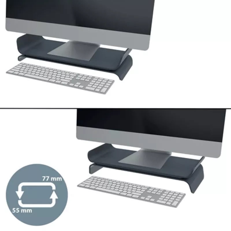 Leitz Ergo Adjustable Monitor Stand, Freestanding, 68.6 cm (27 inch), Height adjustment, Grey