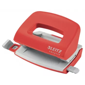 Leitz NeXXt Recycle Mini Hole Punch, 10 sheets, Red, Plastic, 8 cm, 5.5 mm, A4, A5, A6, Folio, US-Quart, 8 x 8 x 8 cm