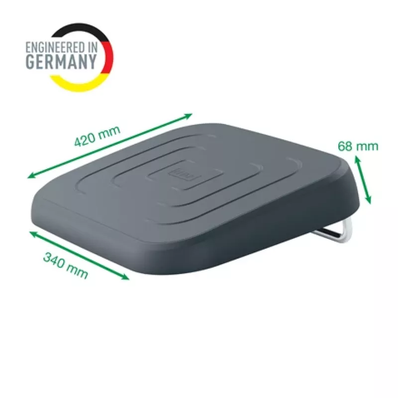 Leitz Ergo Adjustable Desk Foot Rest, 80% recycled plastic, Grey, Recycled plastic, 34 cm, 42 cm, 340 mm, 420 mm