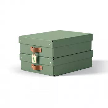 Leitz Puro Storage Box with lid, medium low, 8L, 100% recycled card, pack of 2