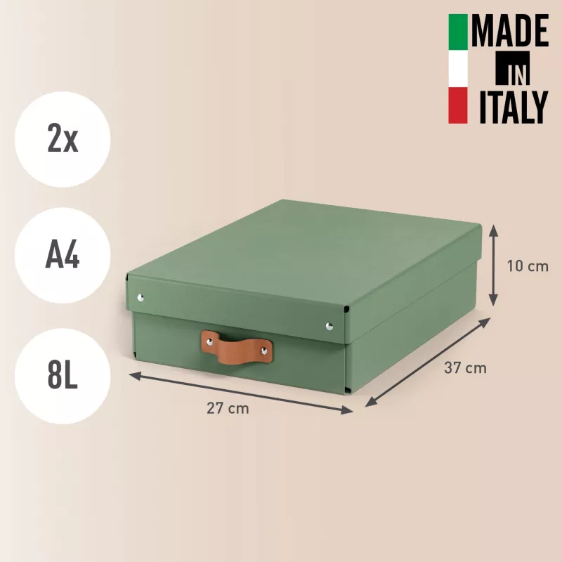 Leitz Puro Storage Box with lid, medium low, 8L, 100% recycled card, pack of 2