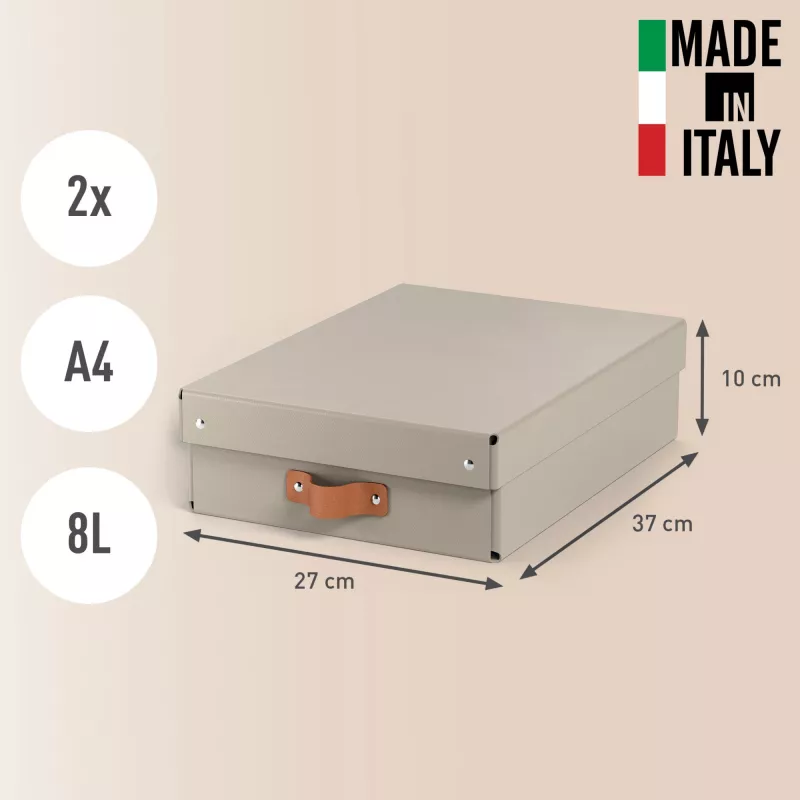 Leitz Puro Storage Box with lid, medium low, 8L, 100% recycled card, pack of 2