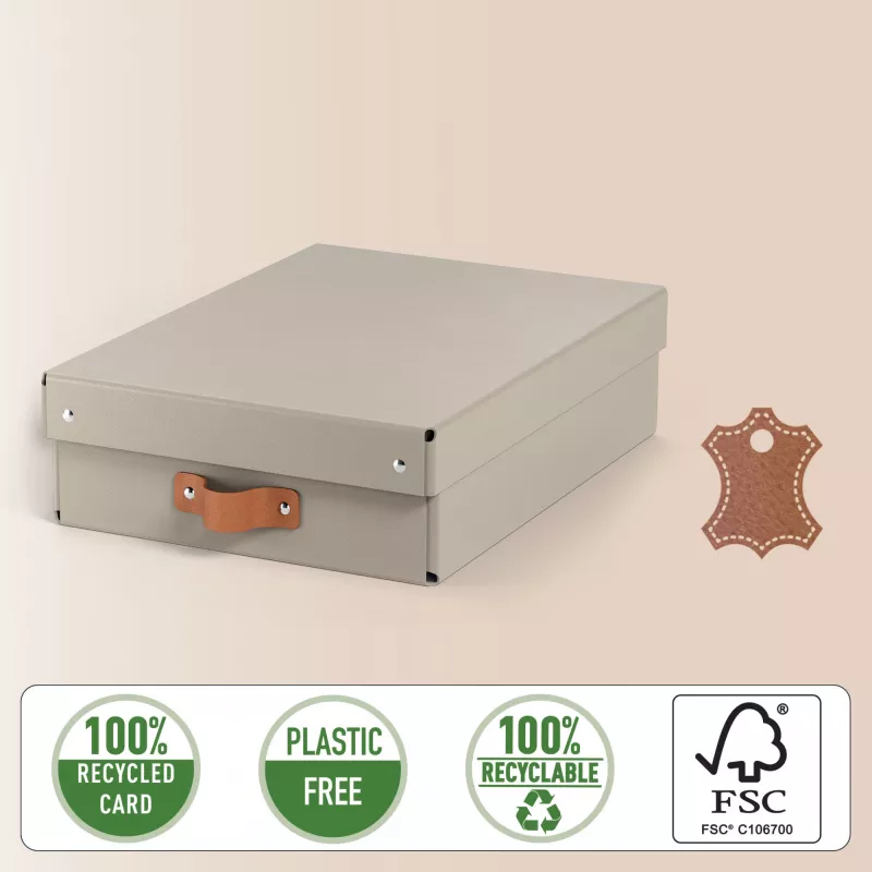 Leitz Puro Storage Box with lid, medium low, 8L, 100% recycled card, pack of 2