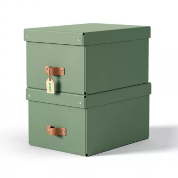 Leitz Puro Storage Box with lid, medium, 17L, 100% recycled card, pack of 2
