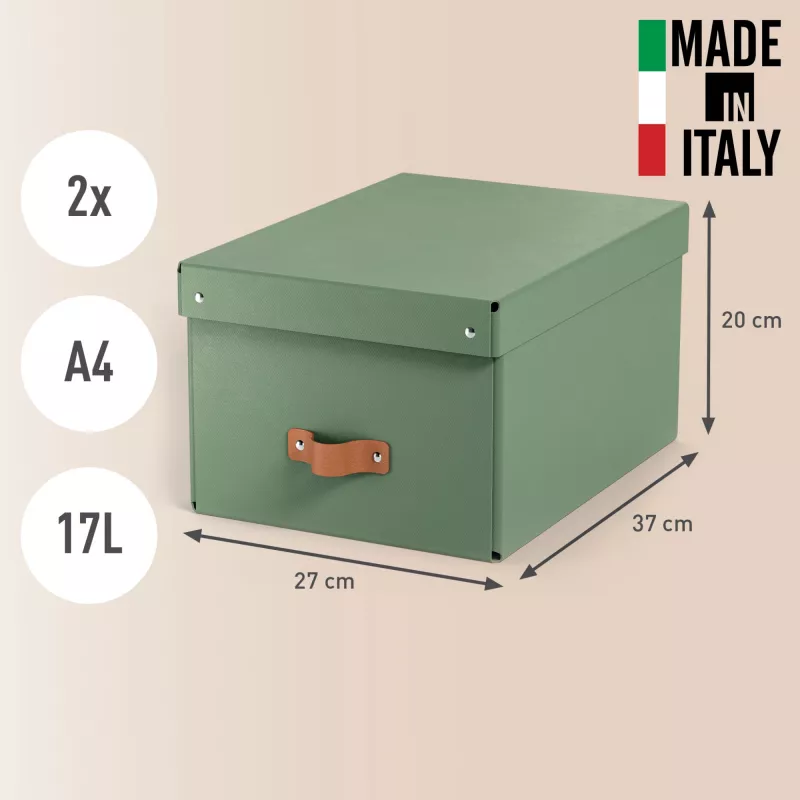 Leitz Puro Storage Box with lid, medium, 17L, 100% recycled card, pack of 2