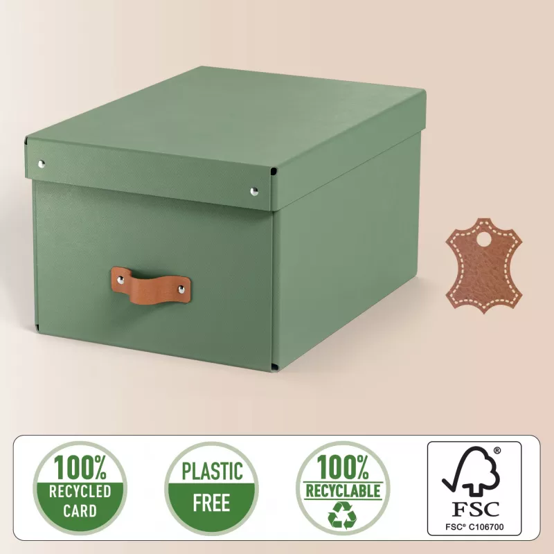 Leitz Puro Storage Box with lid, medium, 17L, 100% recycled card, pack of 2