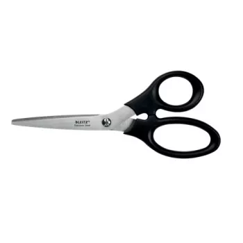 Leitz Stainless Steel Scissors 185 mm, Adult, Straight cut, Single, Black, Stainless steel, Stainless steel, Office scissors