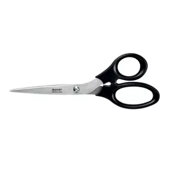 Leitz Stainless Steel Scissors 200 mm, Adult, Straight cut, Single, Black, Stainless steel, Stainless steel, Office scissors