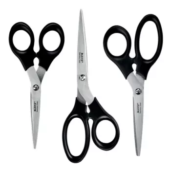 Leitz Stainless Steel Scissors Set 165/185/200 mm, Adult, Straight cut, Set, Black, Stainless steel, Stainless steel, Office scissors
