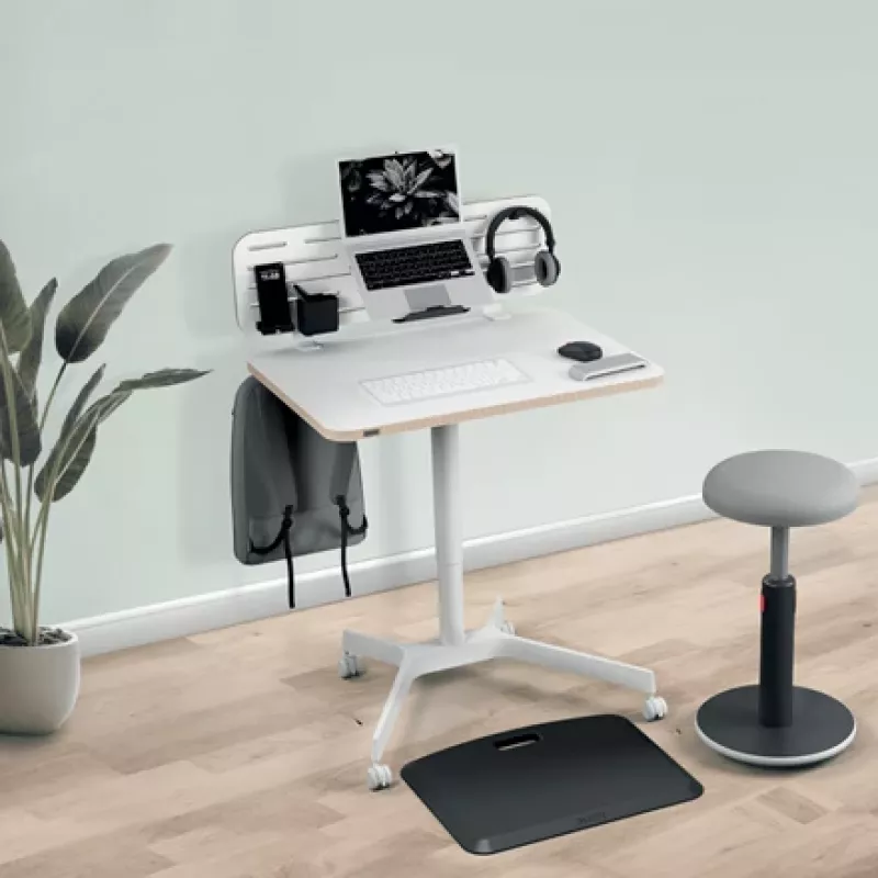Leitz Ergo Small Pegboard Desk Organiser, 42x25 cm, MDF, Recycled plastic, Rubber, White, Clamp mount, Letter, Paper, Picture, 450 x 61 x 330 mm, 450 mm