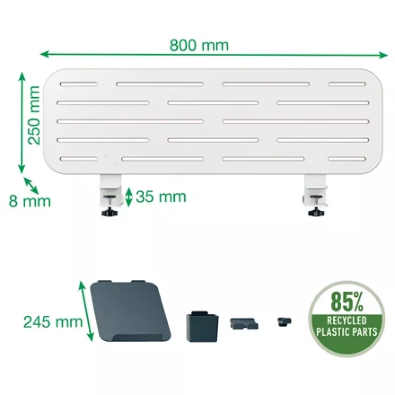 Leitz Ergo Pegboard Desk Organiser with laptop holder, 80x25 cm