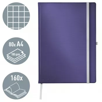 Leitz Style Notebook A4 squared with hardcover, Monochromatic, Blue, A4, 80 sheets, 100 g/m², Squared paper