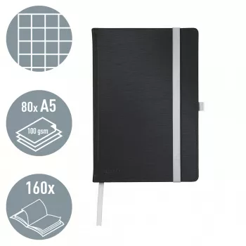 Leitz Style Notebook A5 squared with hardcover, Monochromatic, Black, A5, 80 sheets, 100 g/m², Squared paper