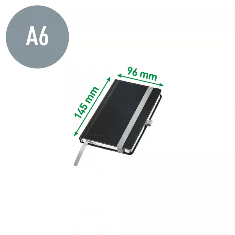 Leitz Style Notebook A6 squared with hardcover, Monochromatic, Black, A6, 80 sheets, 100 g/m², Squared paper
