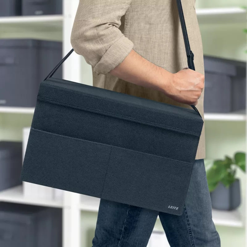 Leitz Fabric Hot Desking Work Bag with Lid, Storage bag, Grey, Rectangular, Fabric, Monochromatic, Unisex