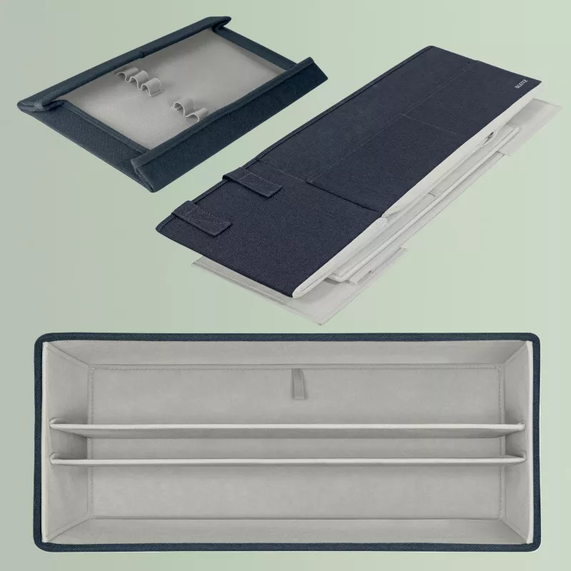 Leitz Fabric Hot Desking Work Bag with Lid, Storage bag, Grey, Rectangular, Fabric, Monochromatic, Unisex