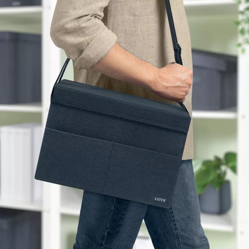 Leitz Fabric Compact Hot Desking Work Bag with Lid, Storage bag, Grey, Rectangular, Fabric, Monochromatic, Adult