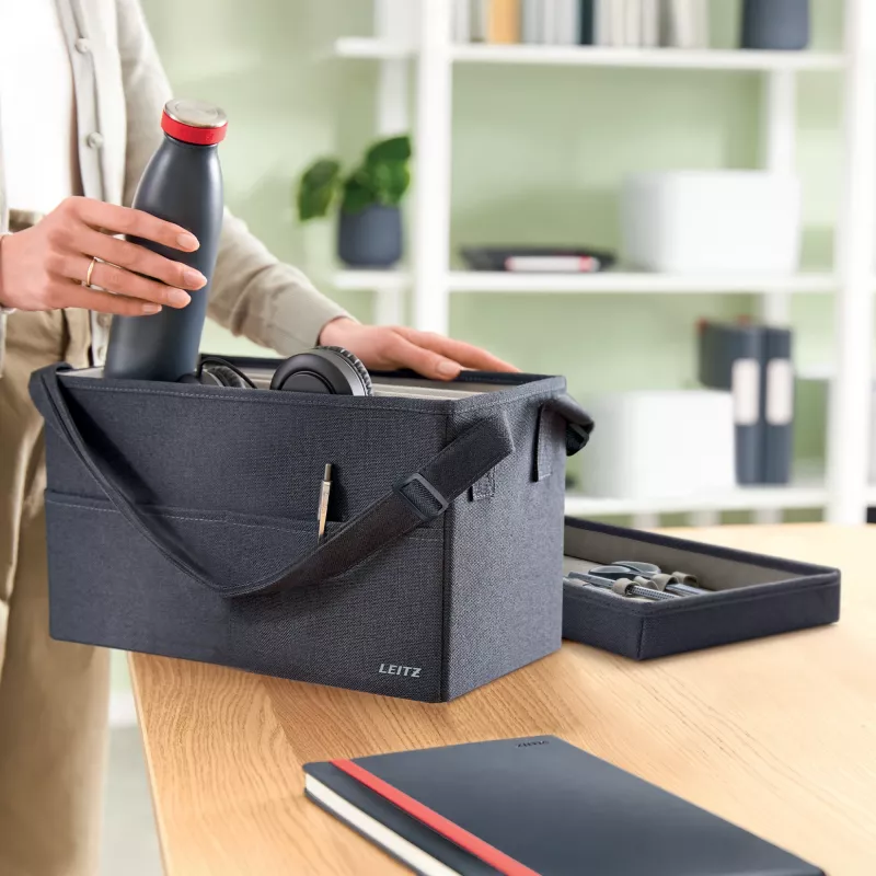 Leitz Fabric Compact Hot Desking Work Bag with Lid, Storage bag, Grey, Rectangular, Fabric, Monochromatic, Adult