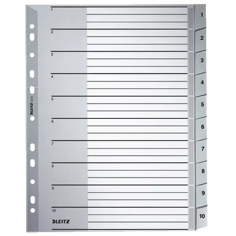 Leitz 12800000 tab index Numeric tab index Cardboard Grey
