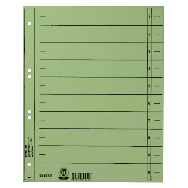 Leitz 16580055 tab index Numeric tab index Cardboard Green