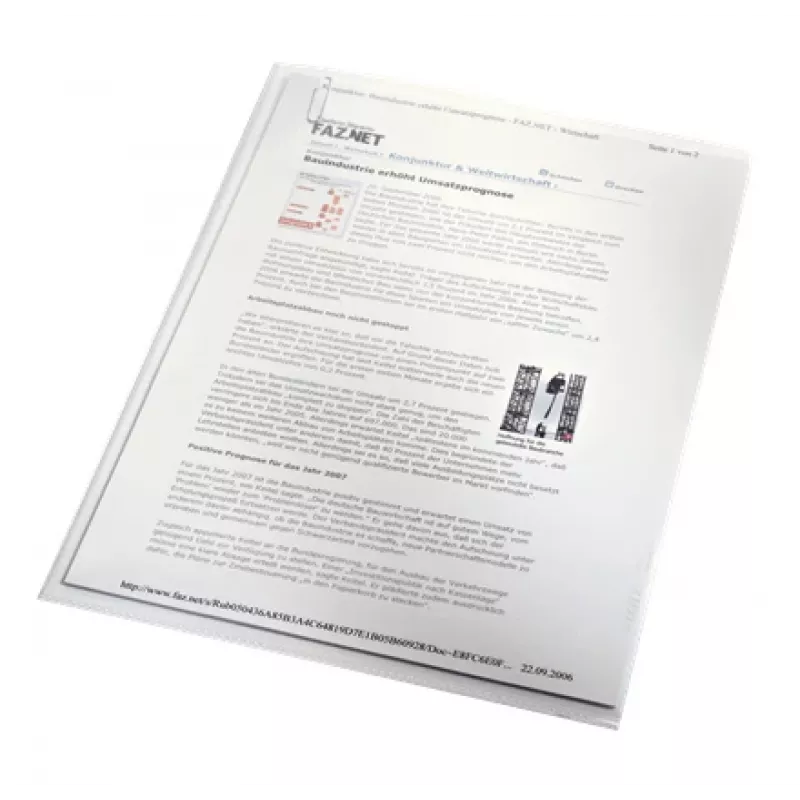 LEITZ Punched Pockets Standard, A4, PP, Grained, 0.13mm, Open Top and Side, Document Safe (4000-00-03)