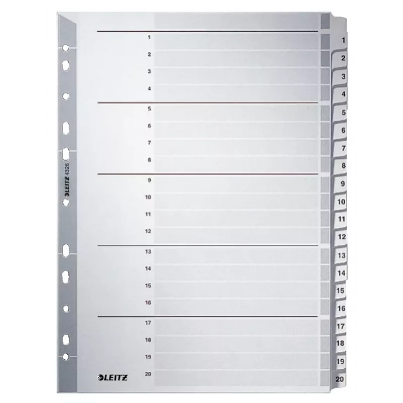 Leitz 43260000 tab index Numeric tab index Cardboard Grey