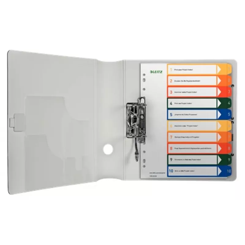 LEITZ Plastic Index, Numbers, A4 Extra Wide, 1-10, PC-Writable, Transparent with Coloured Tabs, PP, 10-Part (1293-00-00)