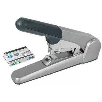 Leitz Heavy Duty Flat Clinch Stapler, 60 sheets, Grey, Light grey, Standard clinch, 25/10, 6 cm, 110 staples